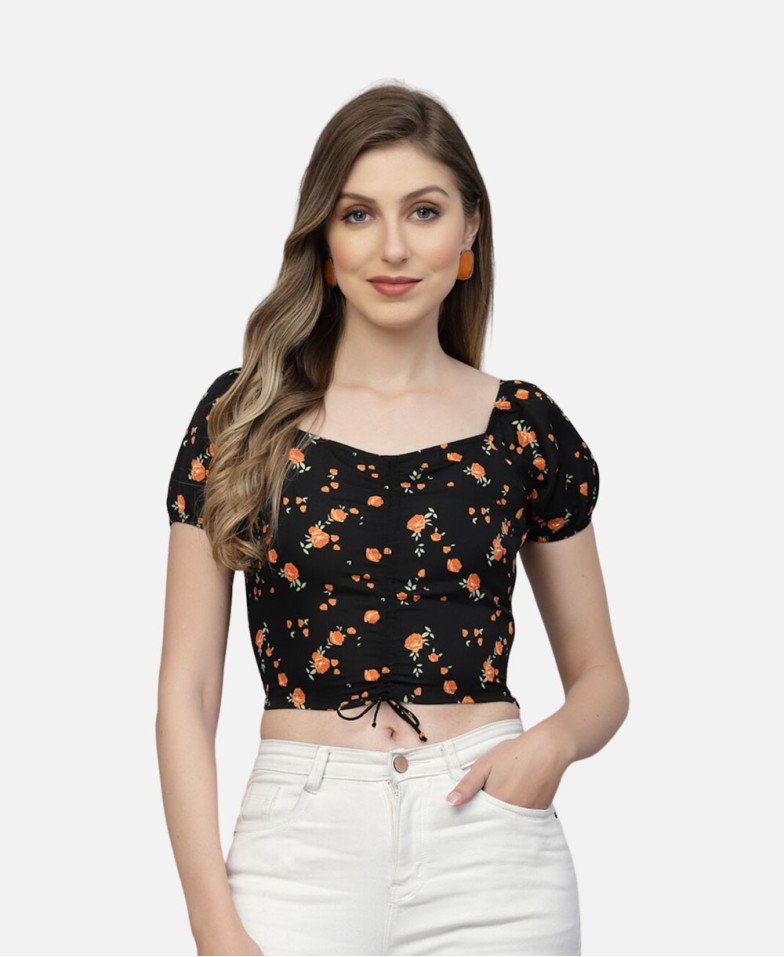 Casual Regular Sleeves Floral Print Women Black
