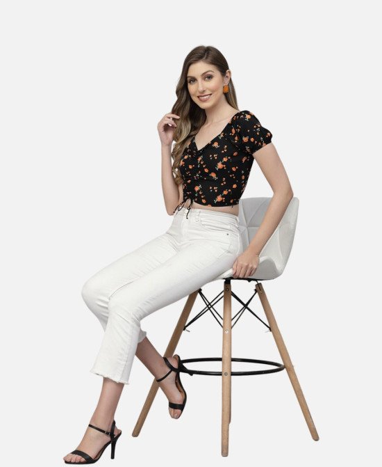 Casual Regular Sleeves Floral Print Women Black