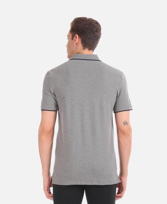 Textured Polo T-shirt With Contrast Piping