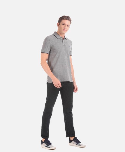Textured Polo T-shirt With Contrast Piping