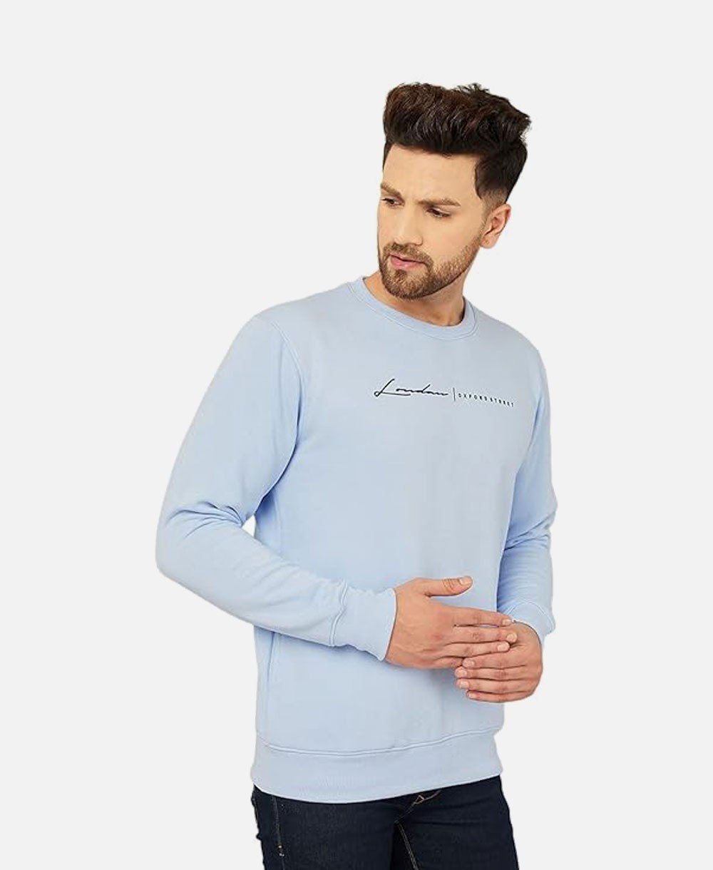 Men's Slim Fit Solid Round Neck Full Sleeve Sweatshirt