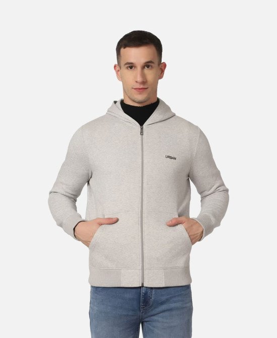 Men Full Sleeve Solid Hooded Sweatshirt