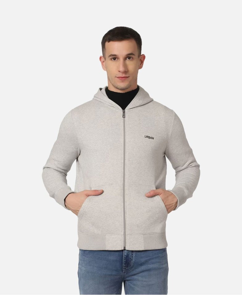 Men Full Sleeve Solid Hooded Sweatshirt