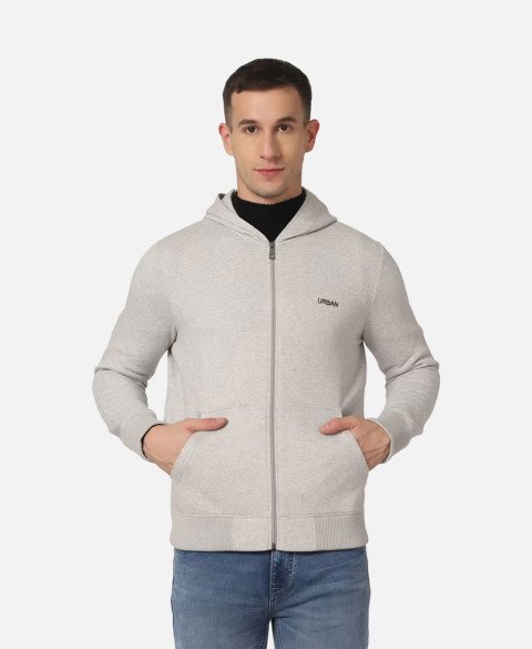 Men Full Sleeve Solid Hooded Sweatshirt