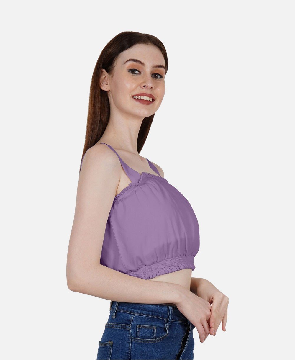 DressBerry Women's Solid Poly Crepe Crop Top