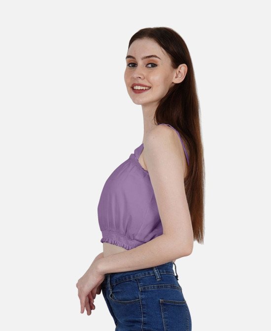 DressBerry Women's Solid Poly Crepe Crop Top