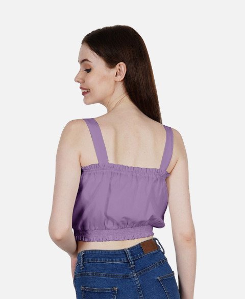 DressBerry Women's Solid Poly Crepe Crop Top